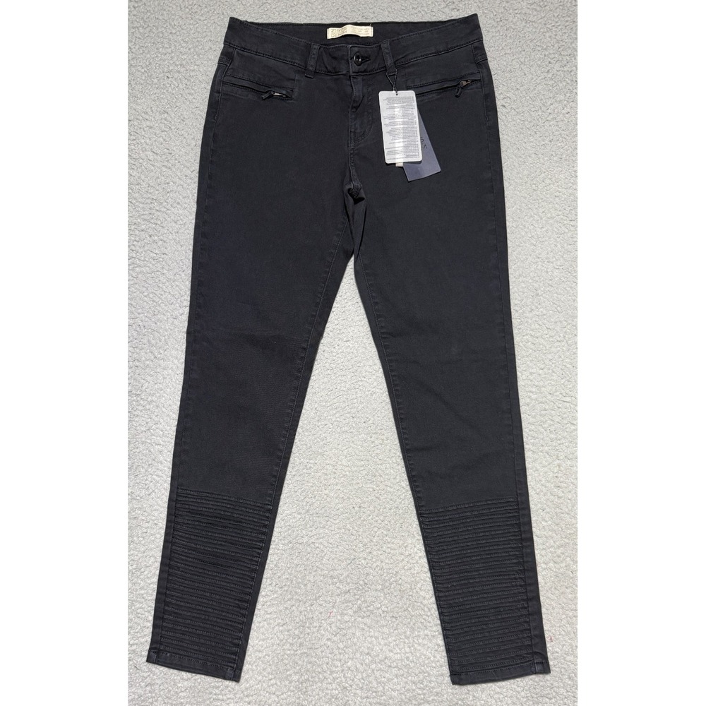 NEW ZARA 1975 Mid Rise Skinny Fit Biker Jeans Womens Size 06 Black 27 x 27